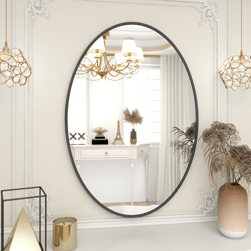 Latitude Run® Oval Bathroom Mirror Wall Mirror Hanging Vanity Mirror, Black & Reviews Wayfair